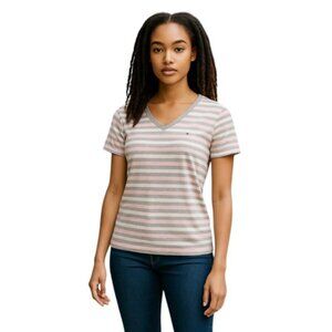 Tommy Hilfiger Medium V Neck Short Sleeve Striped T Shirt